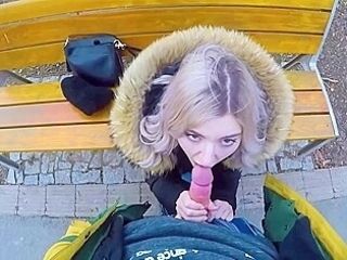 Eva Elfie In Cute Teen Swallows Cum For Cash - Public Blowjob In The Park By