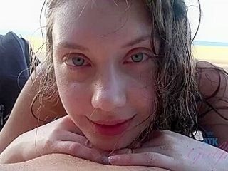 Elena Pees On The Beach And Sucks Your Cock Too With Elena Koshka
